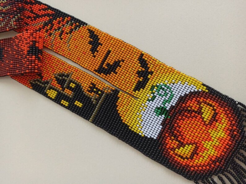 Helloween Handmade Necklace Seed Bead Boho American Style Beaded Multi Strand