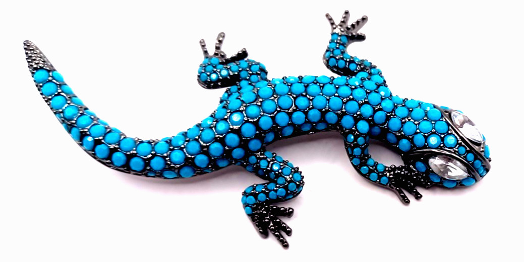 New Joan Rivers Classics Collection crystal pave setting large lizard 3″l brooch