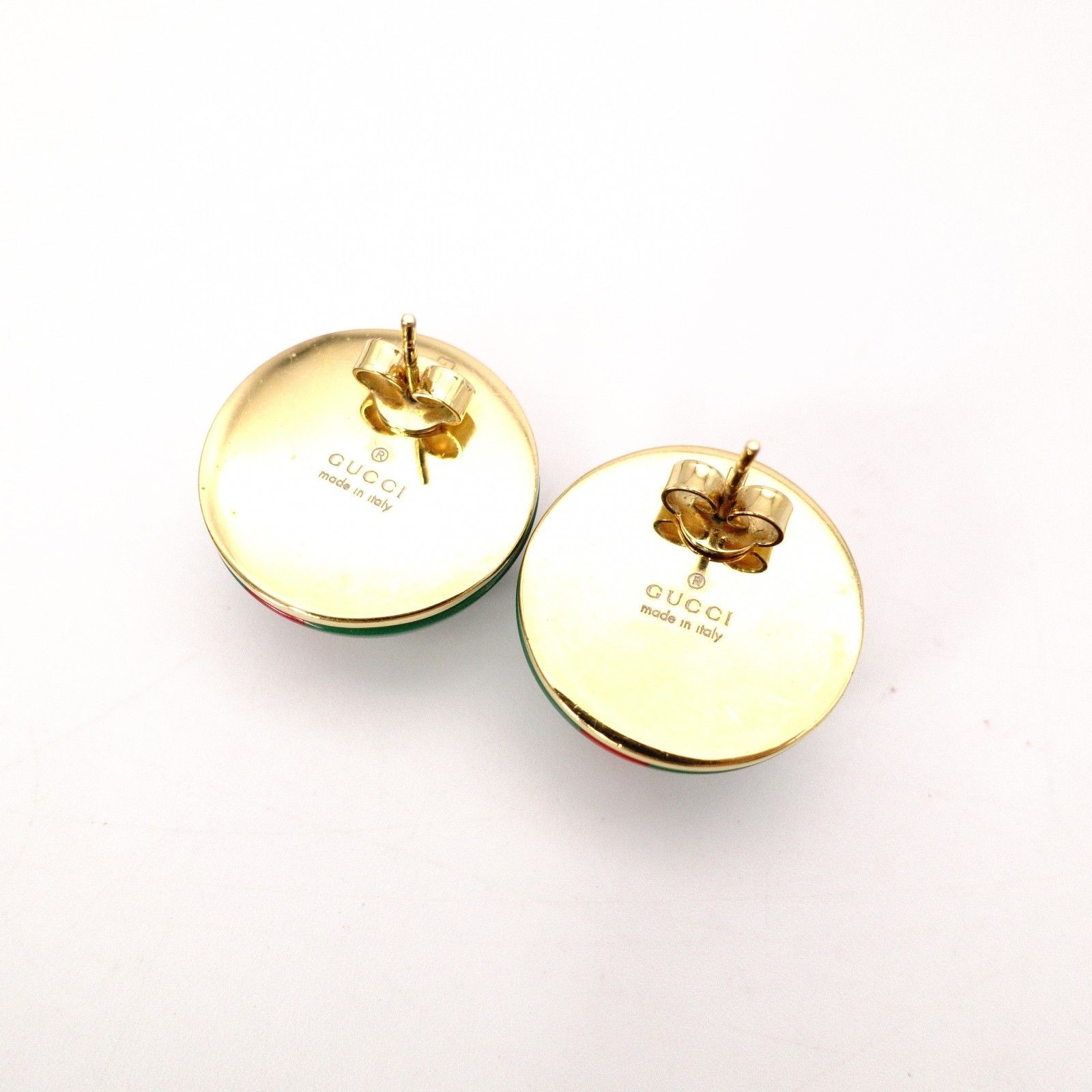 GUCCI Sherry Line Earrings Metal Plastic Green Red