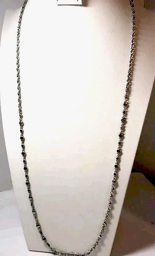 Ann Taylor necklace, 35 in length, clear rhinestones