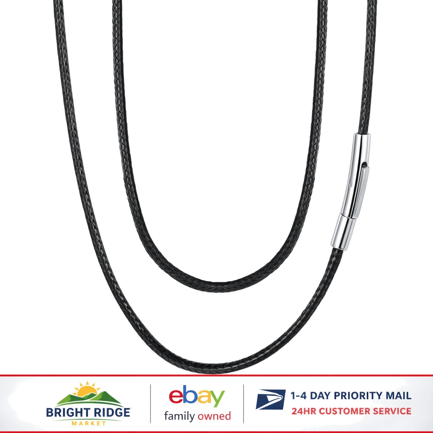 Quality Braided Leather Necklace with Silver Clasp, Perfect Gift Box Included