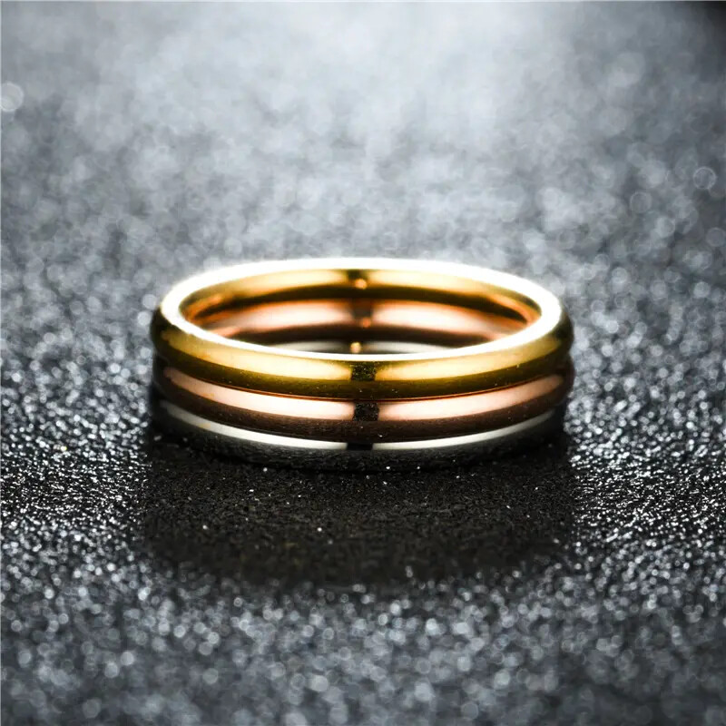2mm Stainless Steel Gold Plated Stackable Ring Wedding Band Women Girls 3-12