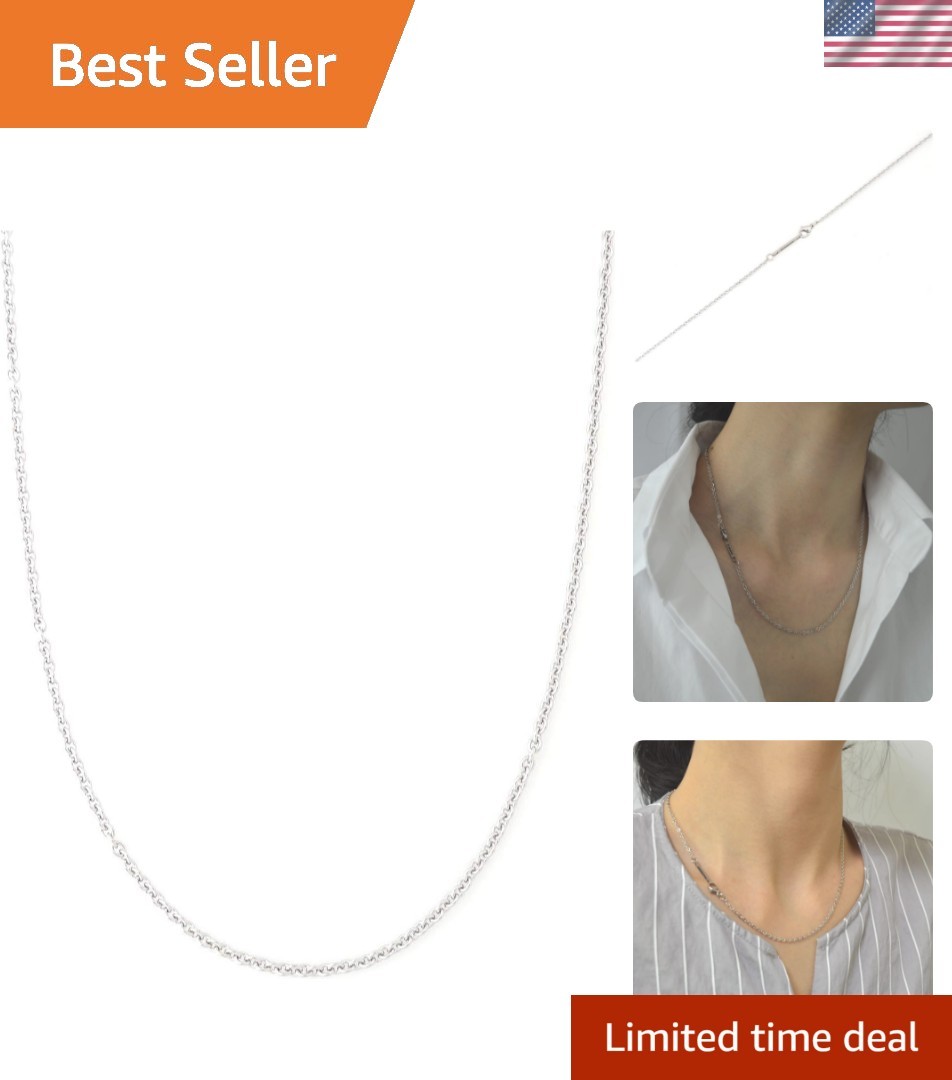 Modern 2MM Polished Stainless Steel Necklace – Adjustable 16 to 30 Inch Length