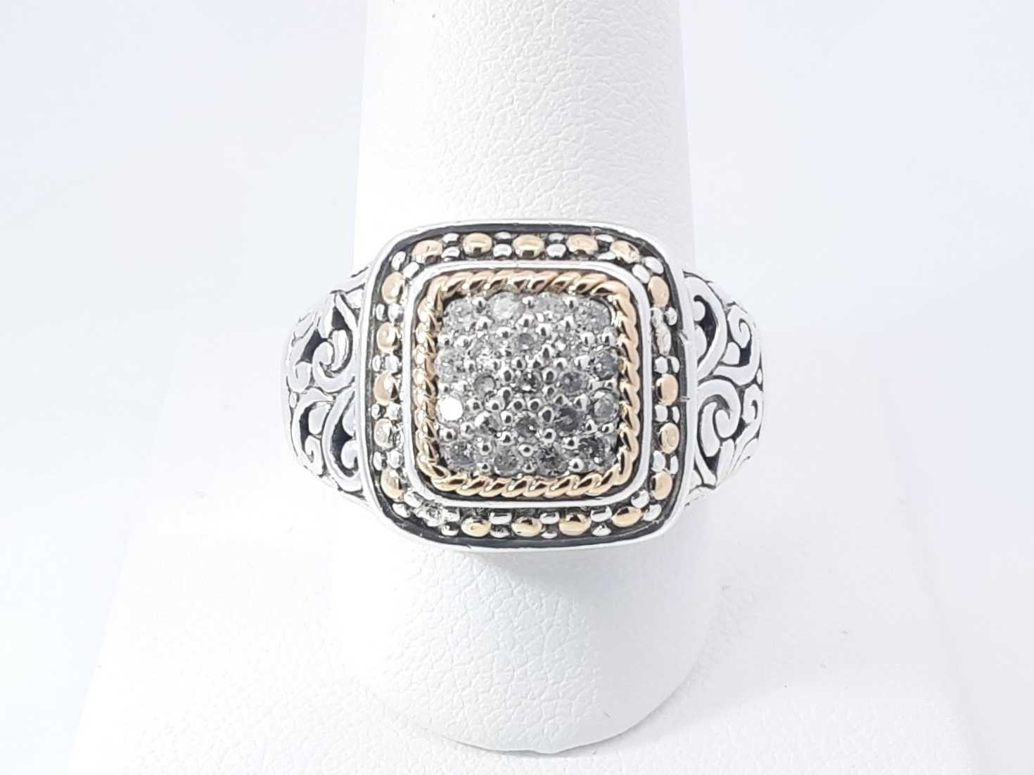 Diamond Statement Ring In Sterling Silver 10.1 Gram Size 9 Fw0426rxzdu