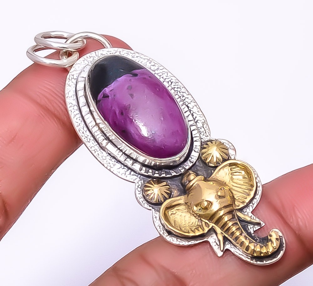 Ruby With Zoisite 925 Silver Lord Ganesh Jewelry Pendant 2.34″ P0 Christmas Gift