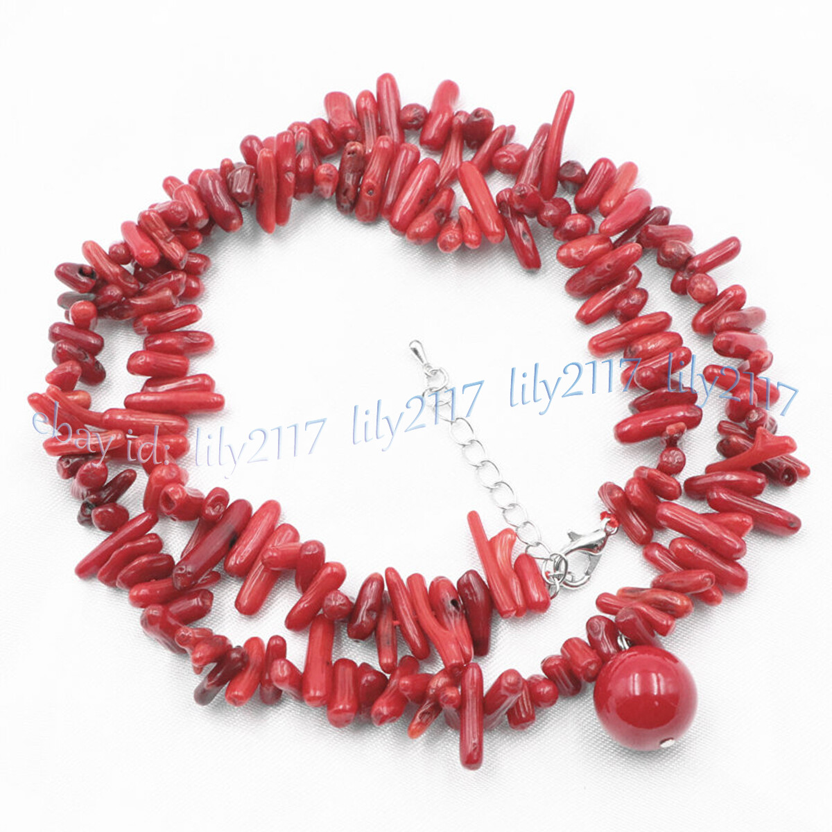 Natural 3-10mm Red Coral Gems Irregular Chips Gravel Beads Pendant Necklace 18”