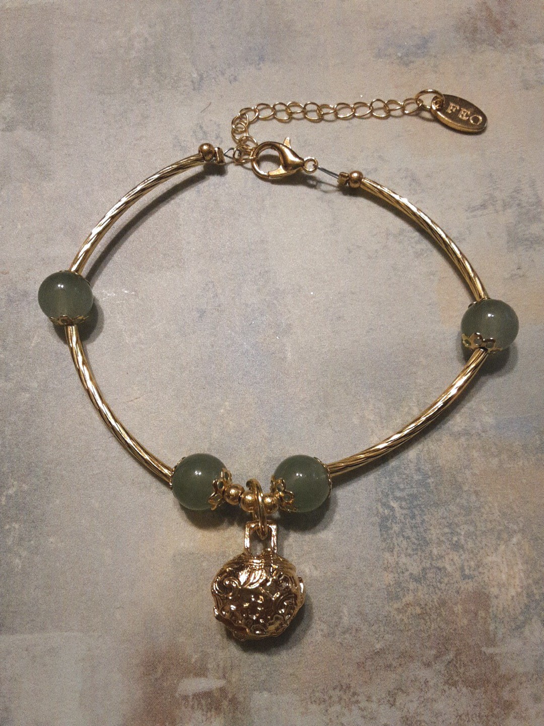 Genuine Green Aventurine Beaded Jingle Bracelet