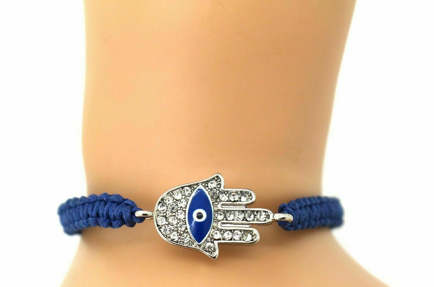 Evil Eye Hamsa Bracelet Blue String Bracelet Adjustable Cubic Zerconia