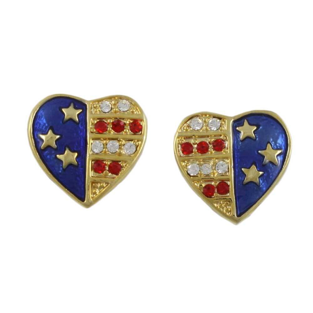 Gold Patriotic Red White Blue Heart Clip Earring – PRF354EC