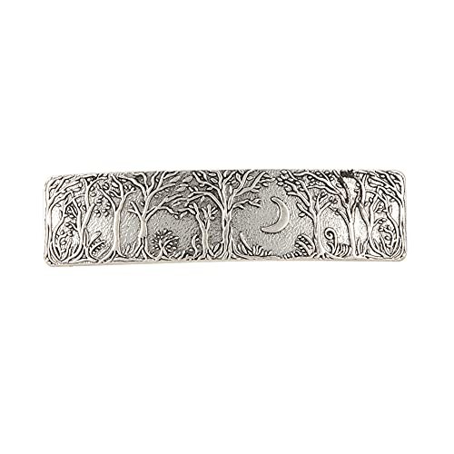 Hair Clip Large Hand Crafted Metal Barrette French Hair Clip Vintage SILVER