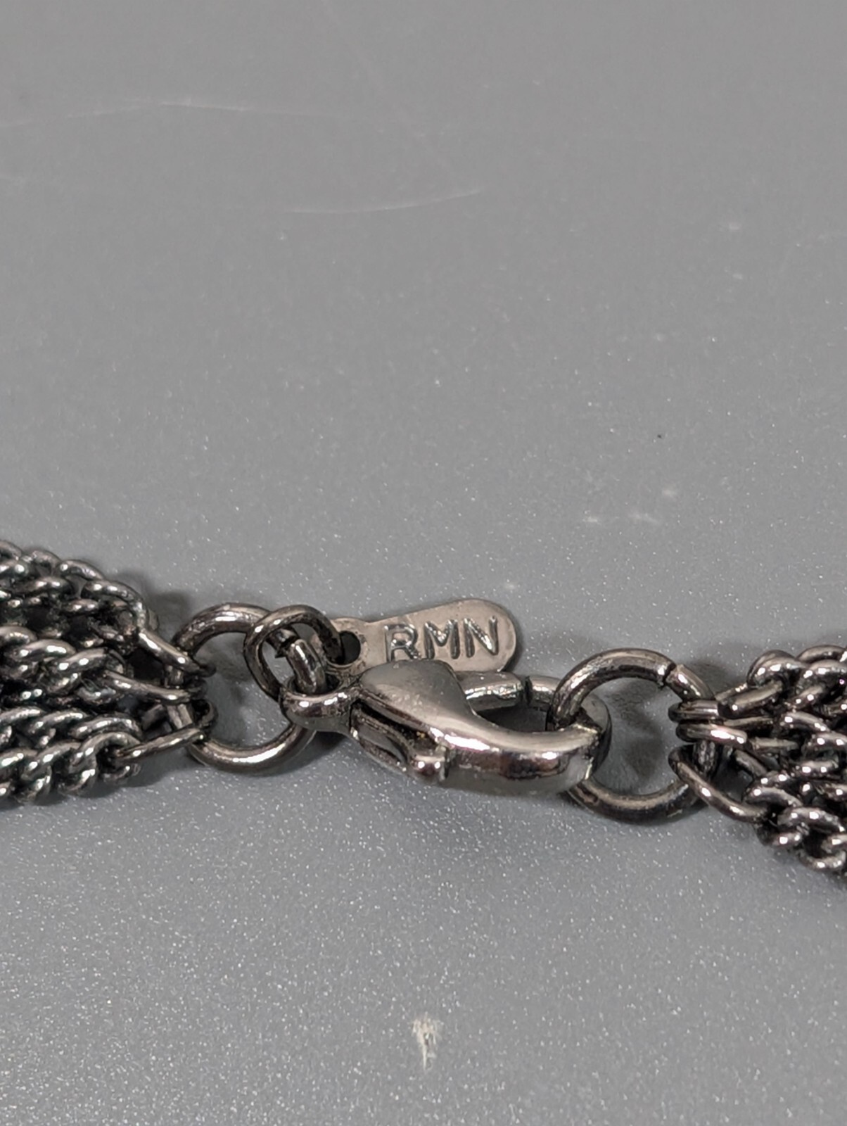 Roman Gray Faux Pearl Station Multi Chain Layered Statement Neckalce Whimsigoth
