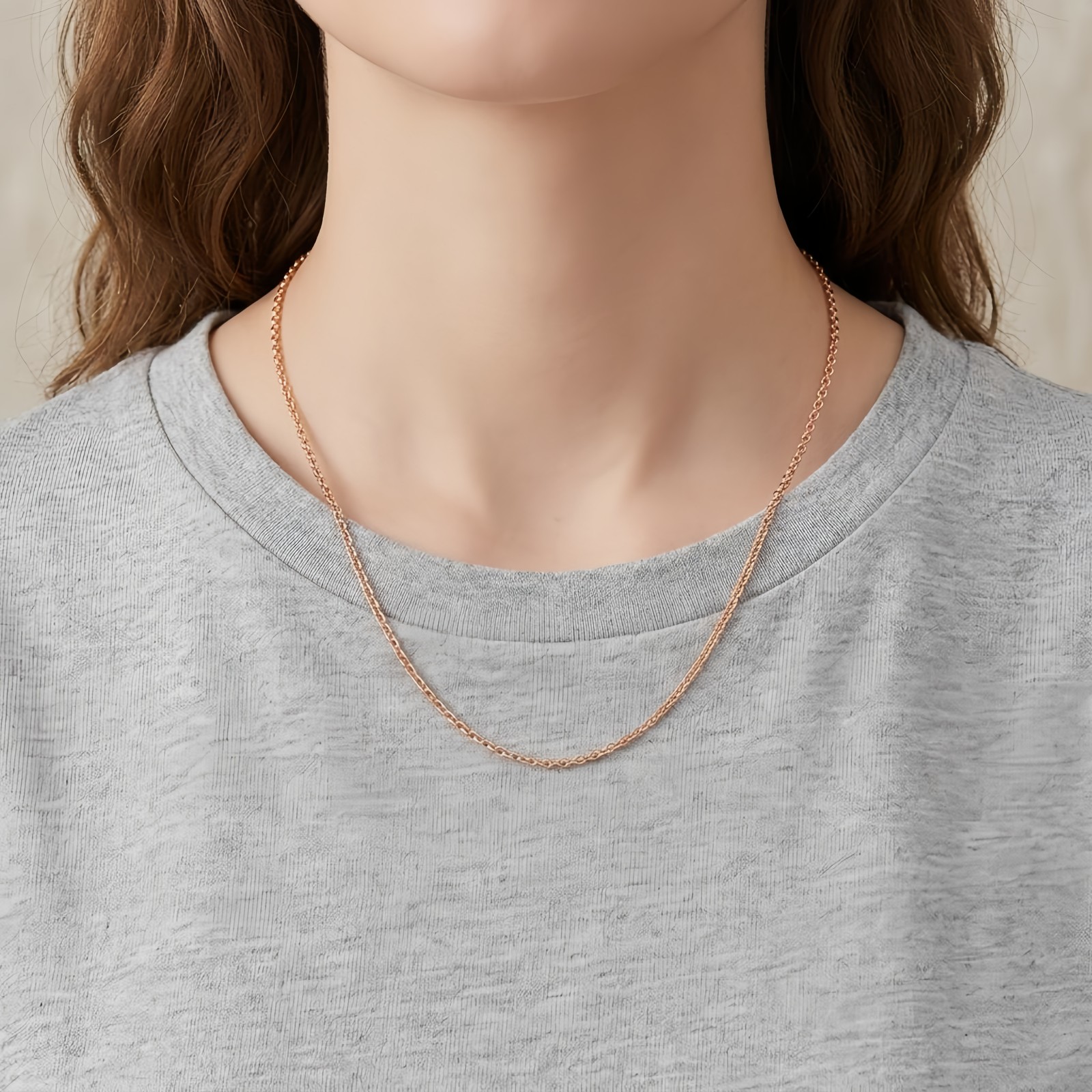 925 Sterling Silver Rose Gold Italian Rope Chain Necklace