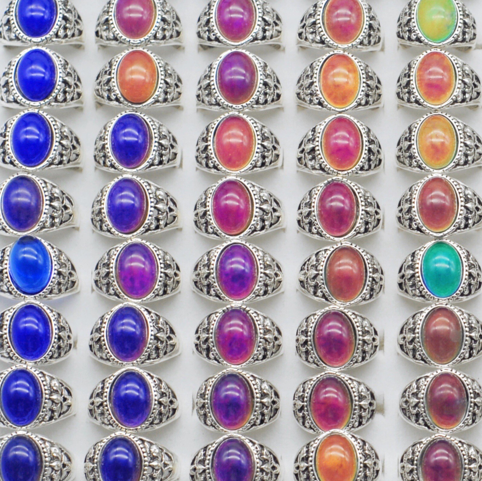 Wholesale 30pc Mood Rings Design Temperature Change Color Charm Finger Jewelry