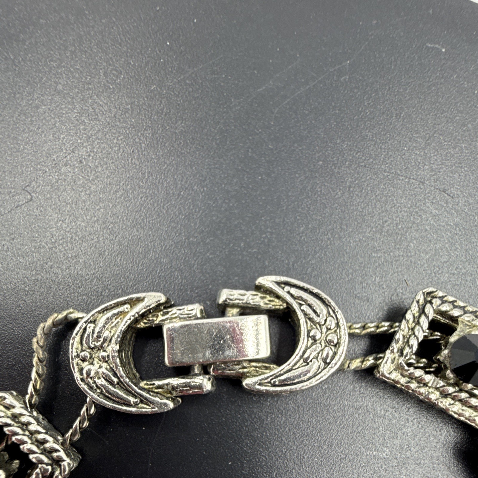 Silver Tone Multicolor Round Crystal Link Rope Chain Bracelet Box Clasp