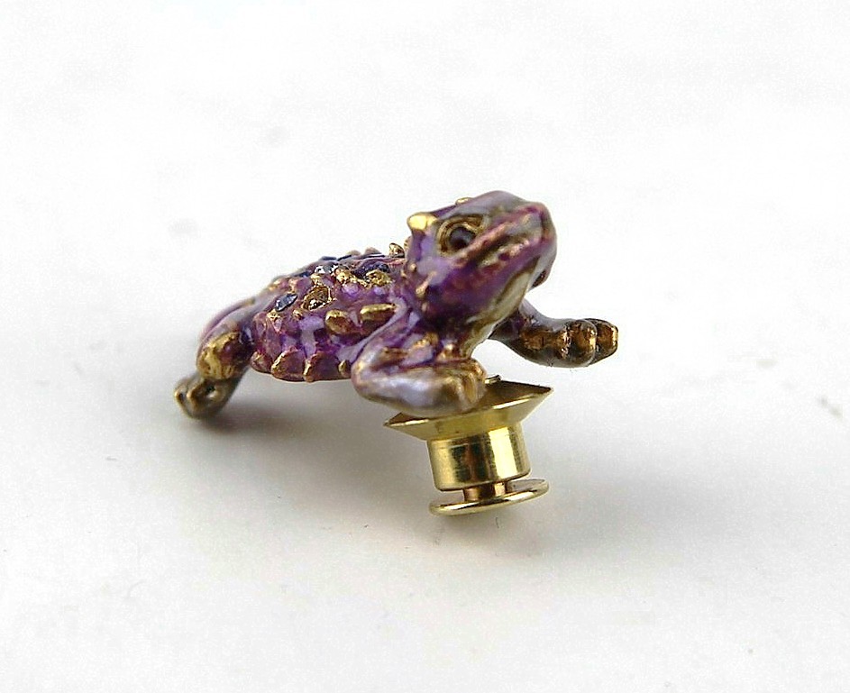 JAY STRONGWATER TACK PIN SUPER RARE PURPLE HORNED FROG SWAROVSKI BOX USA