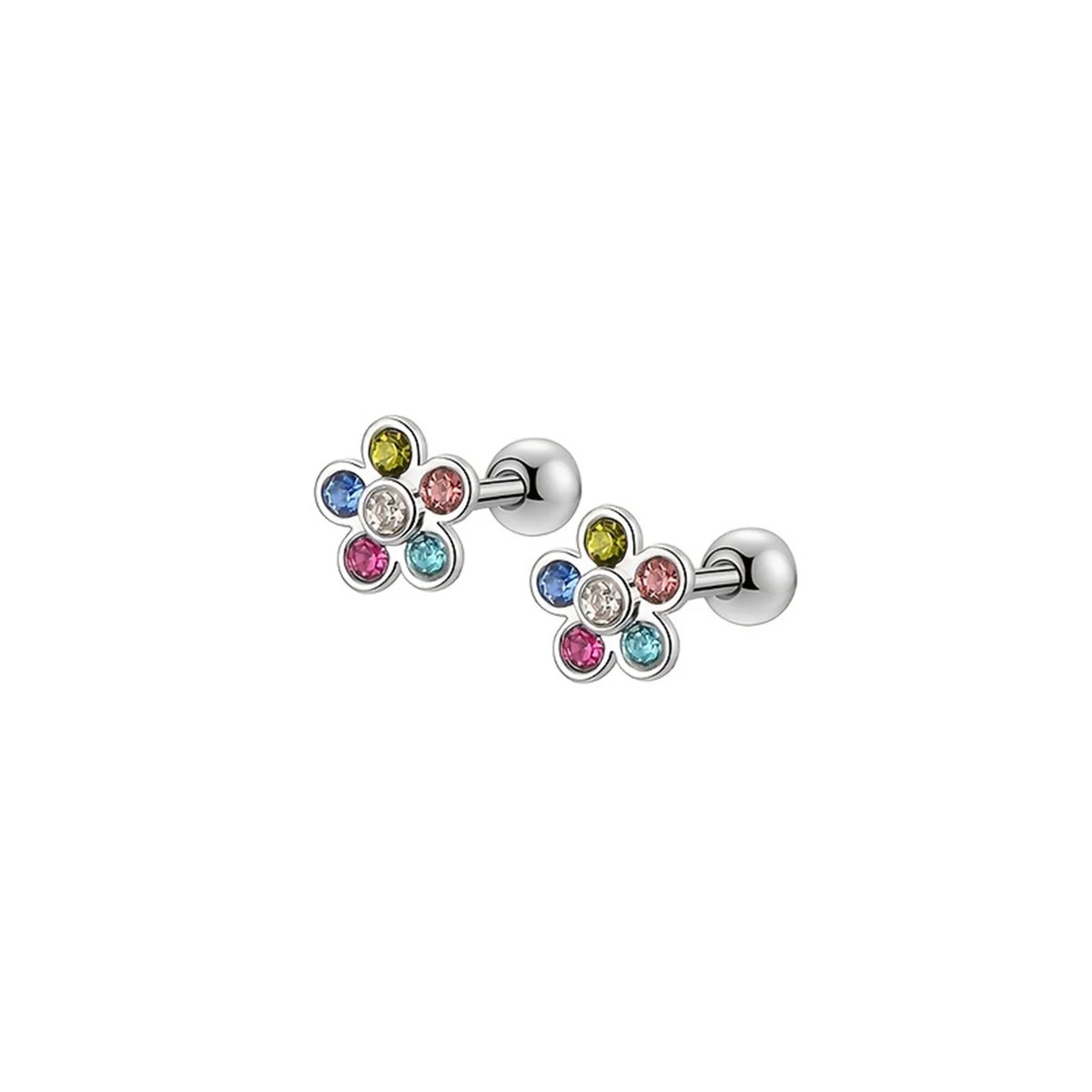 12 Pc Stainless Steel Cubic Zirconia Stud Earrings Butterfly Flower Jewelry