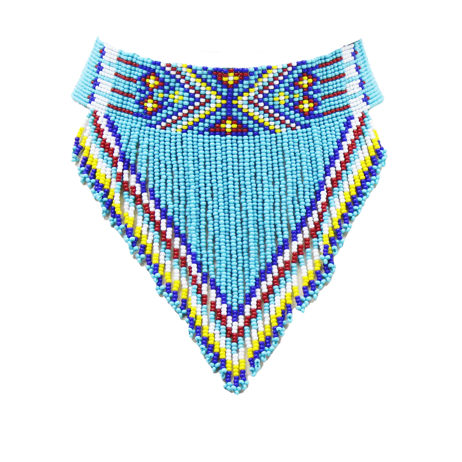 NATIVE BEADED TURQUOISE BLUE HANDCRAFTED CHOKER NECKLACE HOOK EARRINGS SET S18/6
