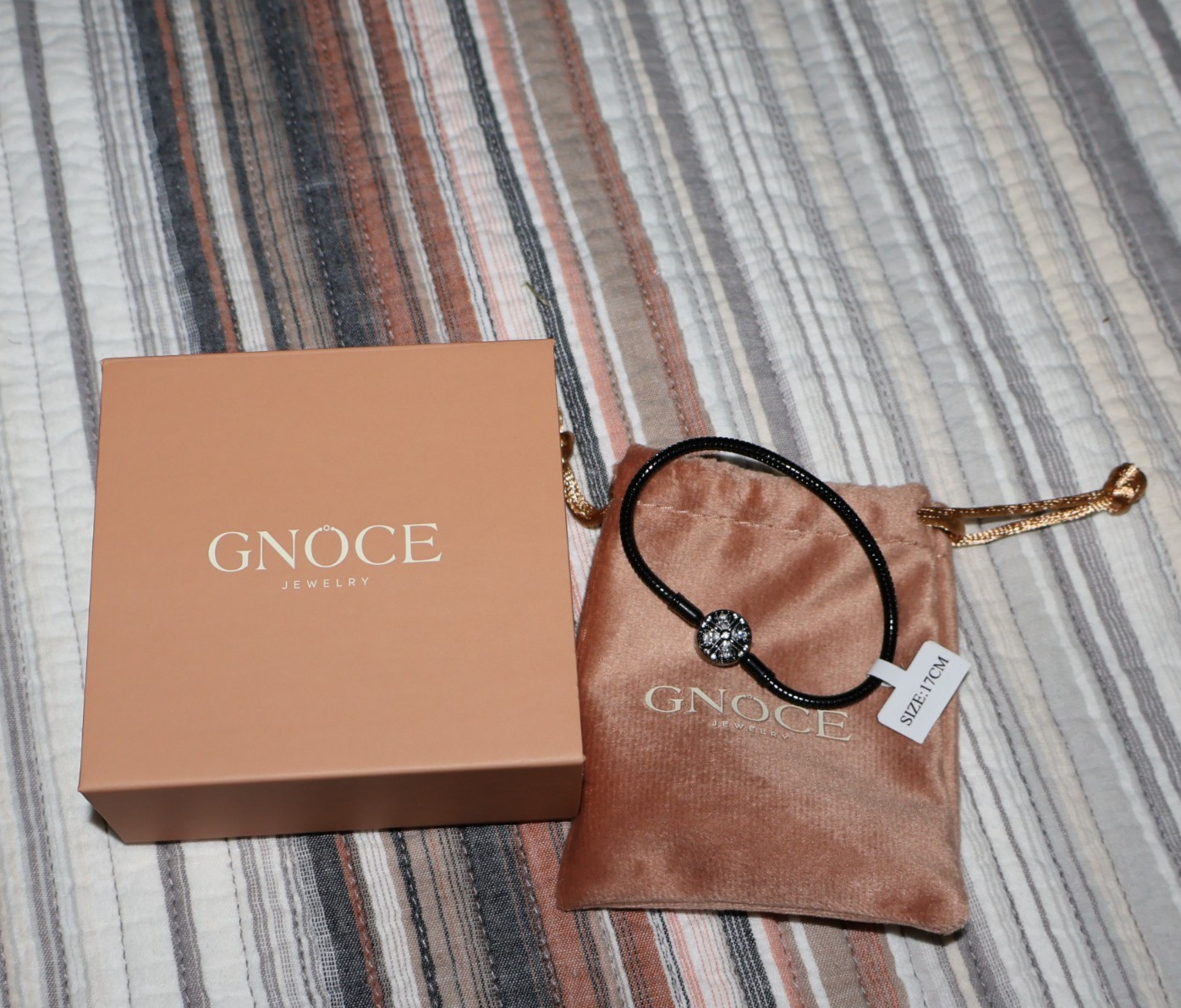 Gnoce Black Four-leaf Clover Bracelet