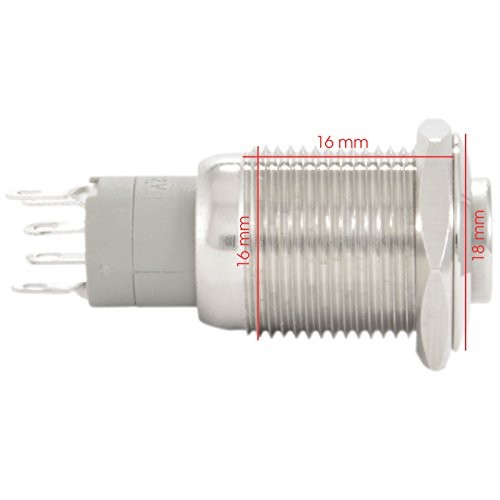 JacobsParts Momentary Pushbutton Starter Switch Circular Metal Silver with