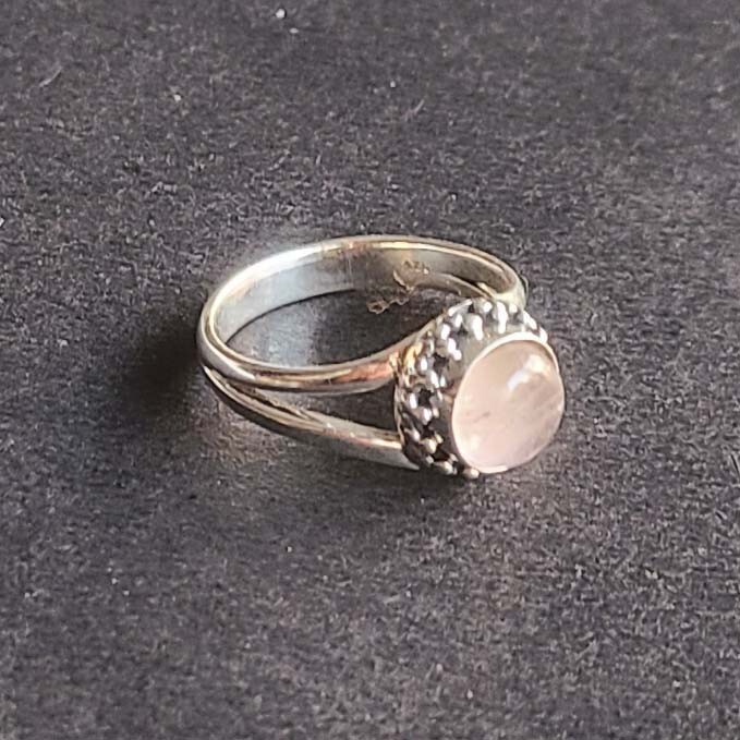 Natural Rose Quartz 925 Sterling Silver Handmade Dainty Ring All Size Available