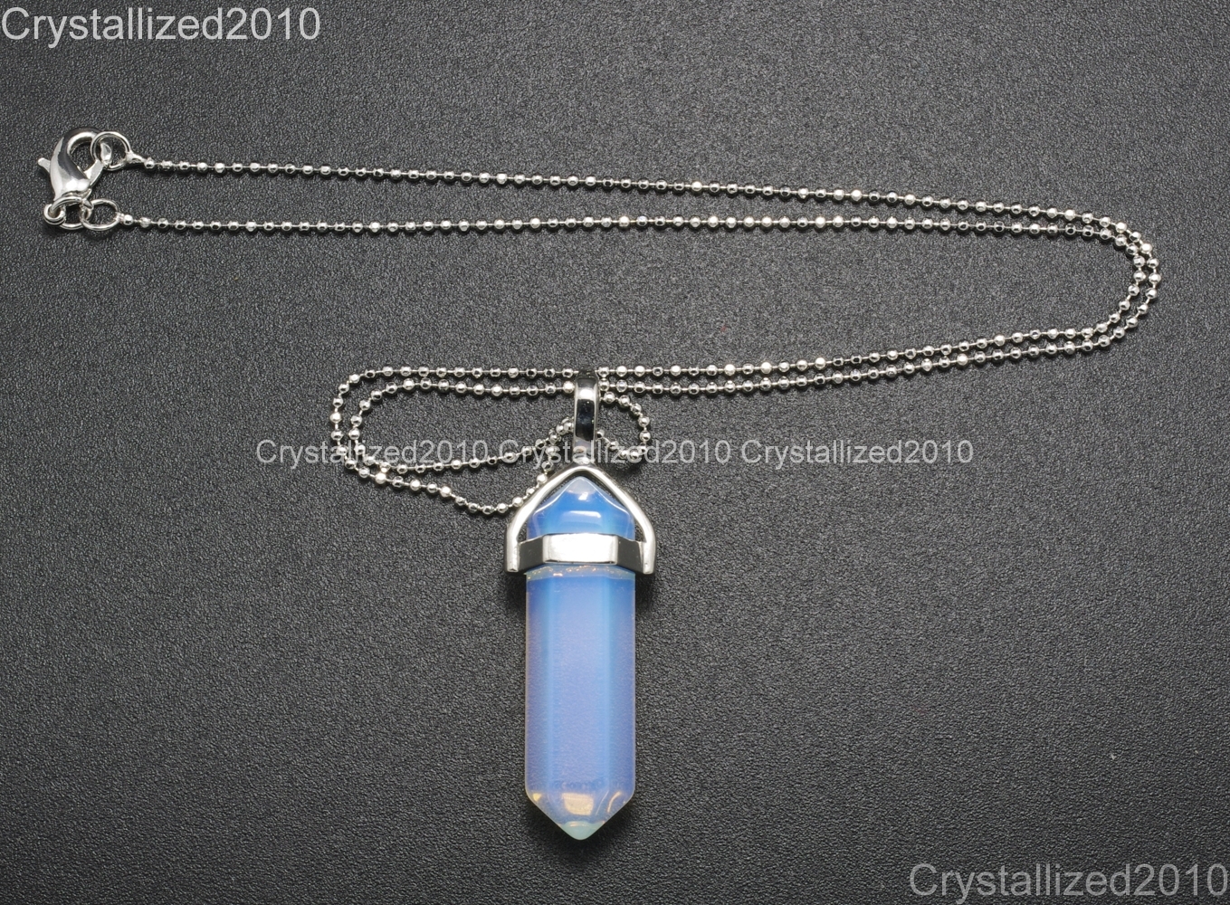 Natural Gemstones Hexagonal Pointed Reiki Chakra Pendant Necklace 18K Silver