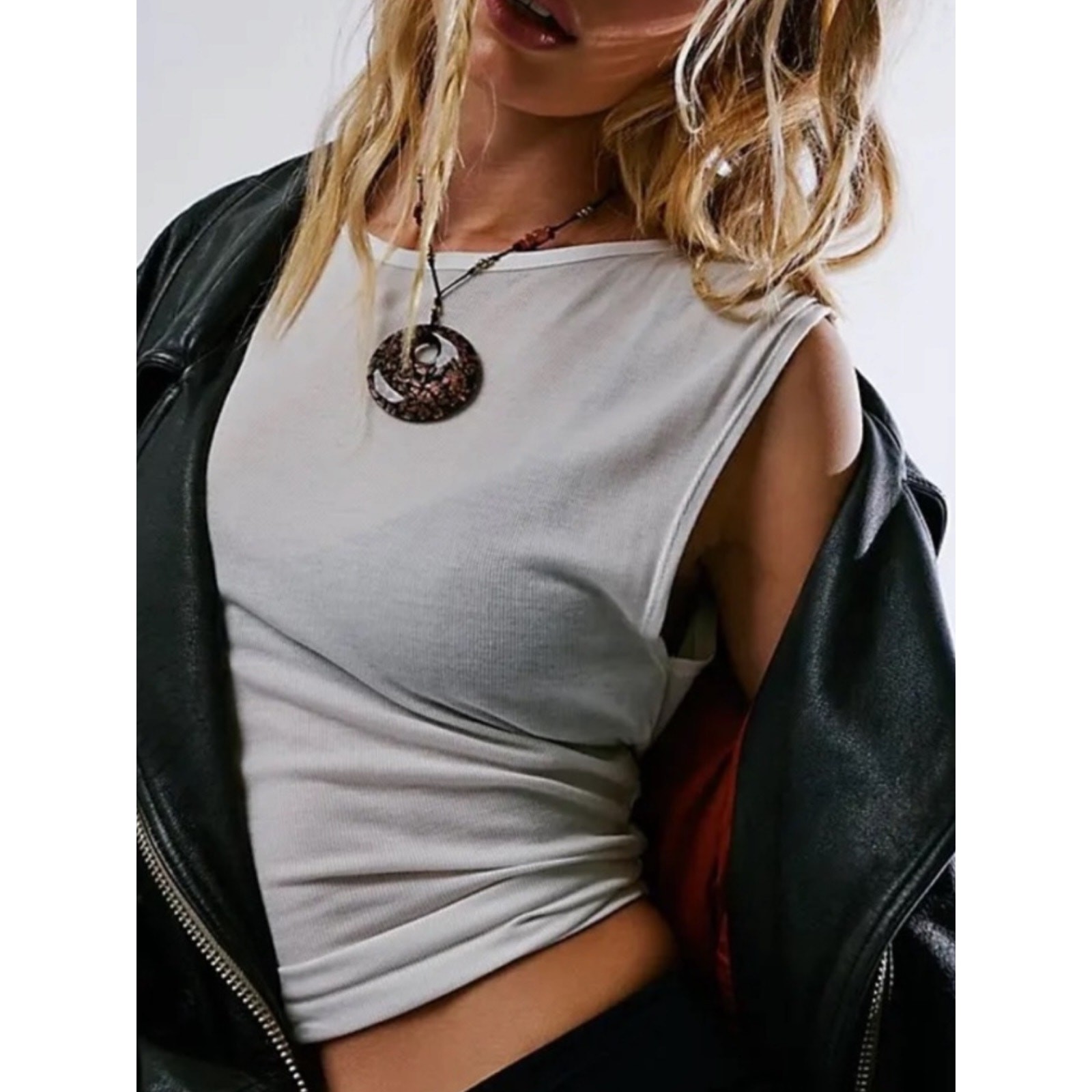 Free People Get Lost Cord Pendant Necklace Choker NWT Bohemian Boho Glass Beach