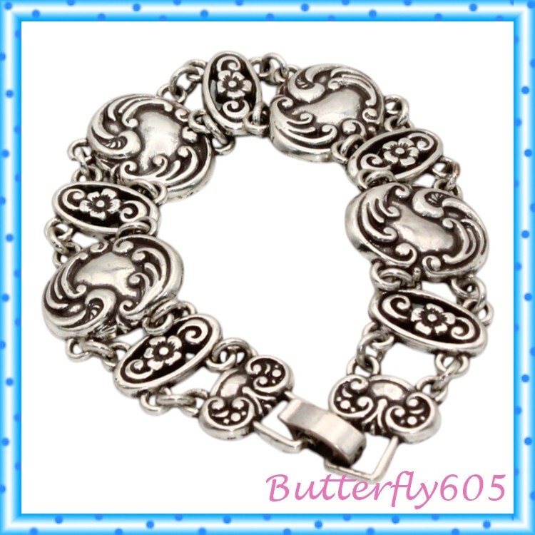 Brighton Silver Vintage Floral Fold Over Bracelet 7″ NWOT