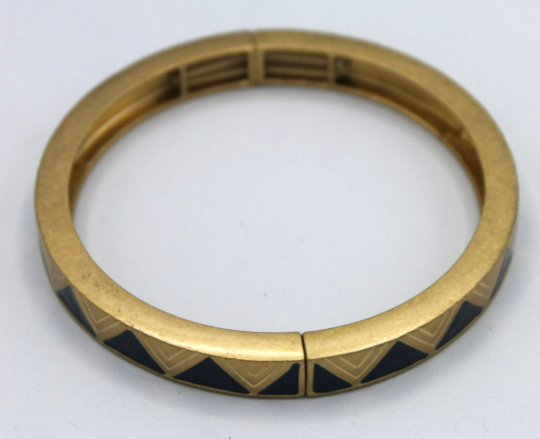 LIA SOPHIA Gold Tone Stretch Bracelet with Navy Triangle Shaped Enamel