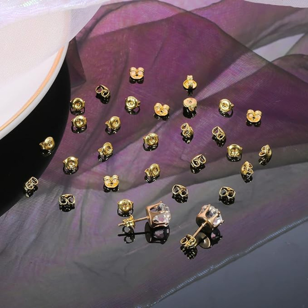 18K Earring Gold Backs Replacement Stud Post Butterfly Push Safety Locking 30 Pc