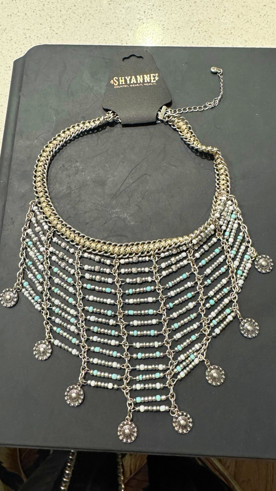 Jewelry Unique Shyanne Silver Tone Blue Beaded Bib Necklace Adjustable Charm