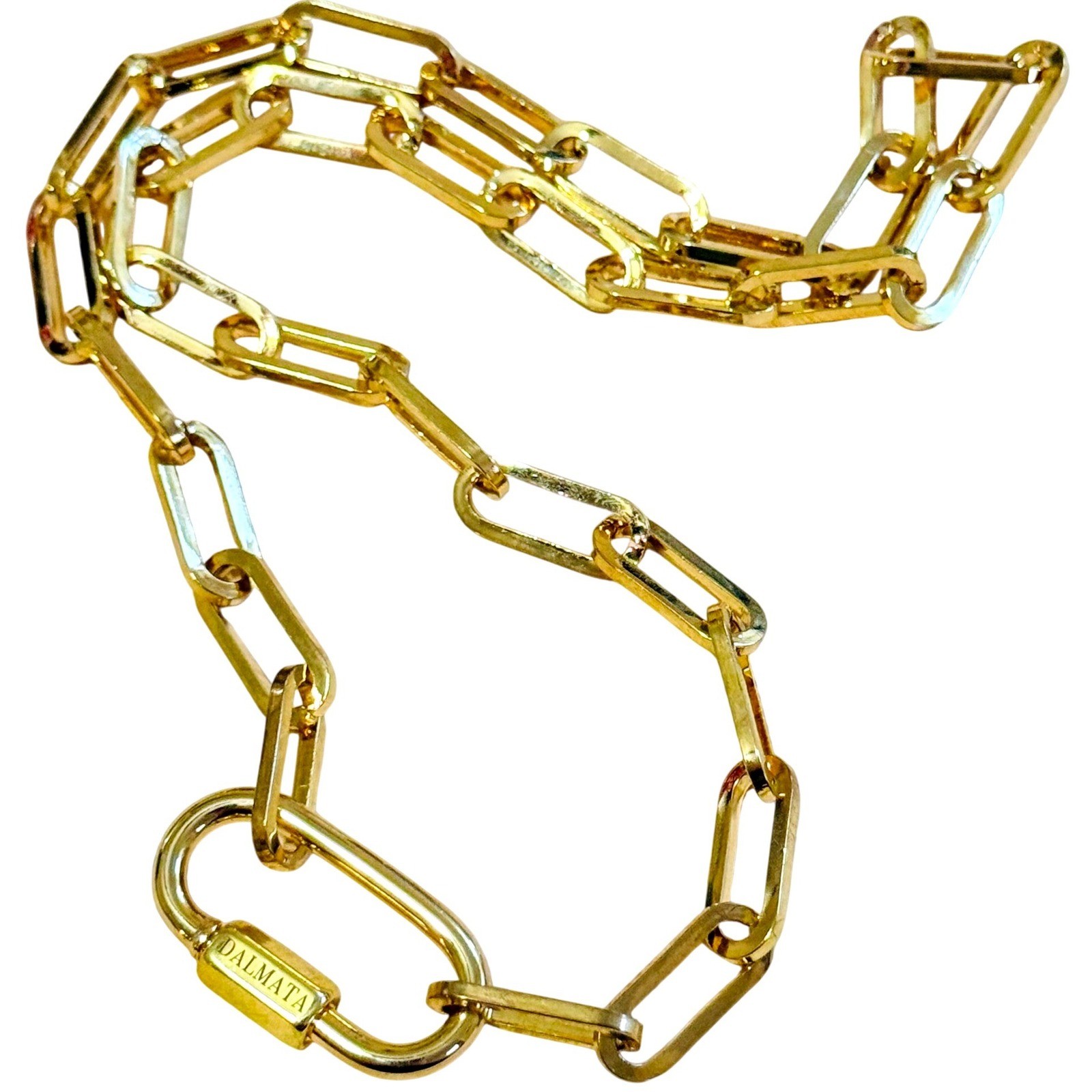 Dalmata D Paper clip chain lock Necklace gold plated Gothic Punk collar MOD 19″