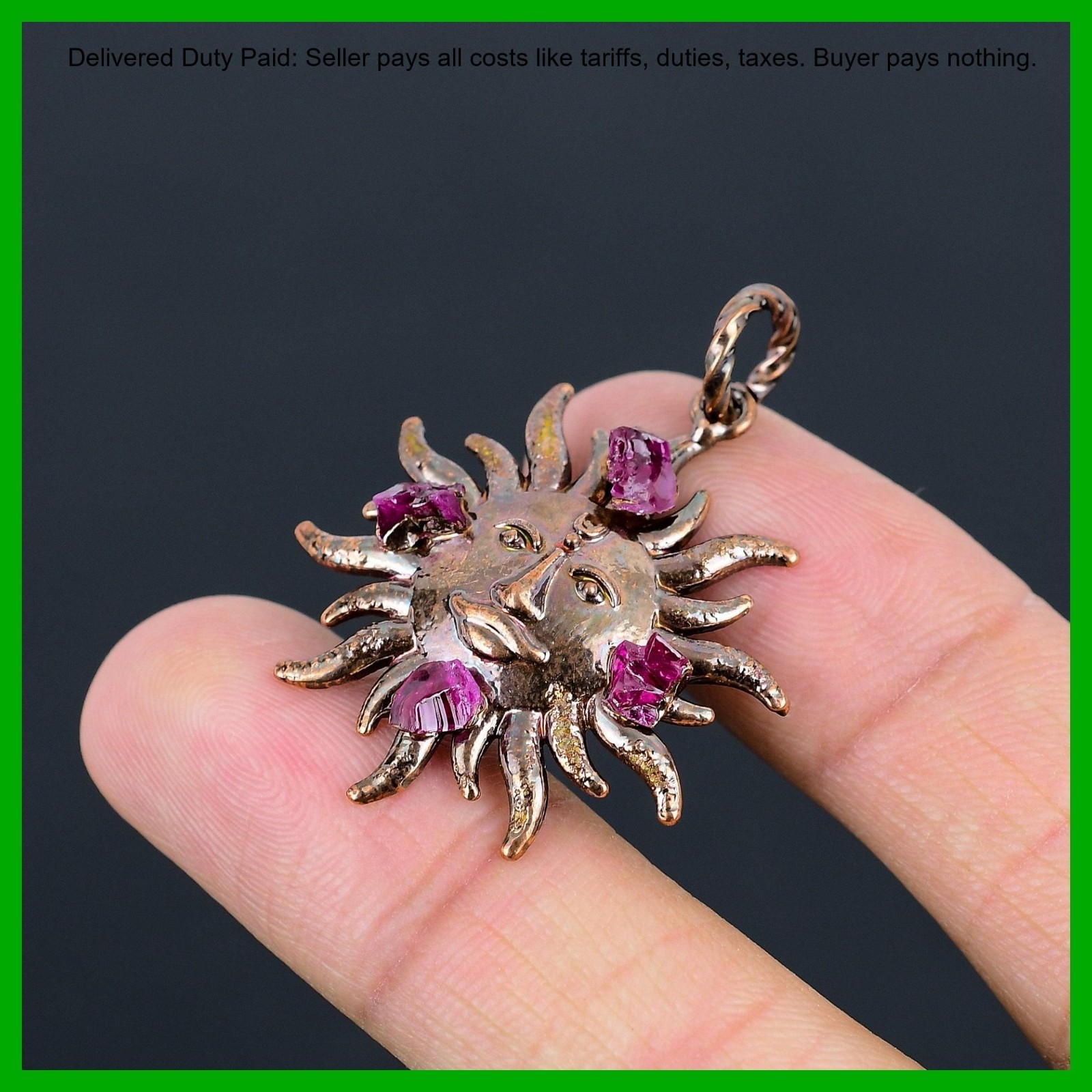 Copper Pink Tourmaline Rough Stone Electroformed And Sun Wife Pendant Jewelry