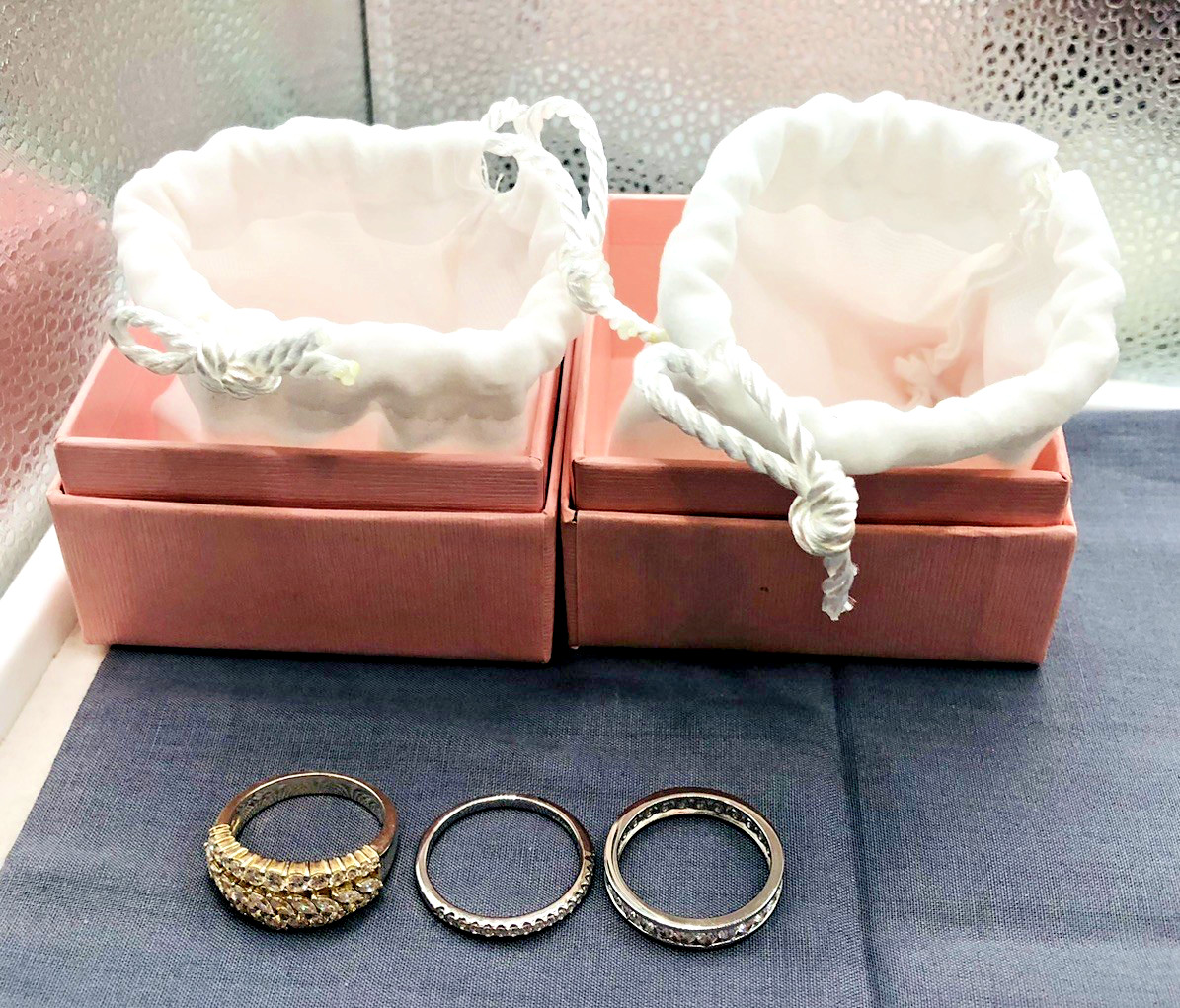 Three DIAMONIQUE Sterling and CZ Rings All Size 10 with Two Boxes Appear NEW