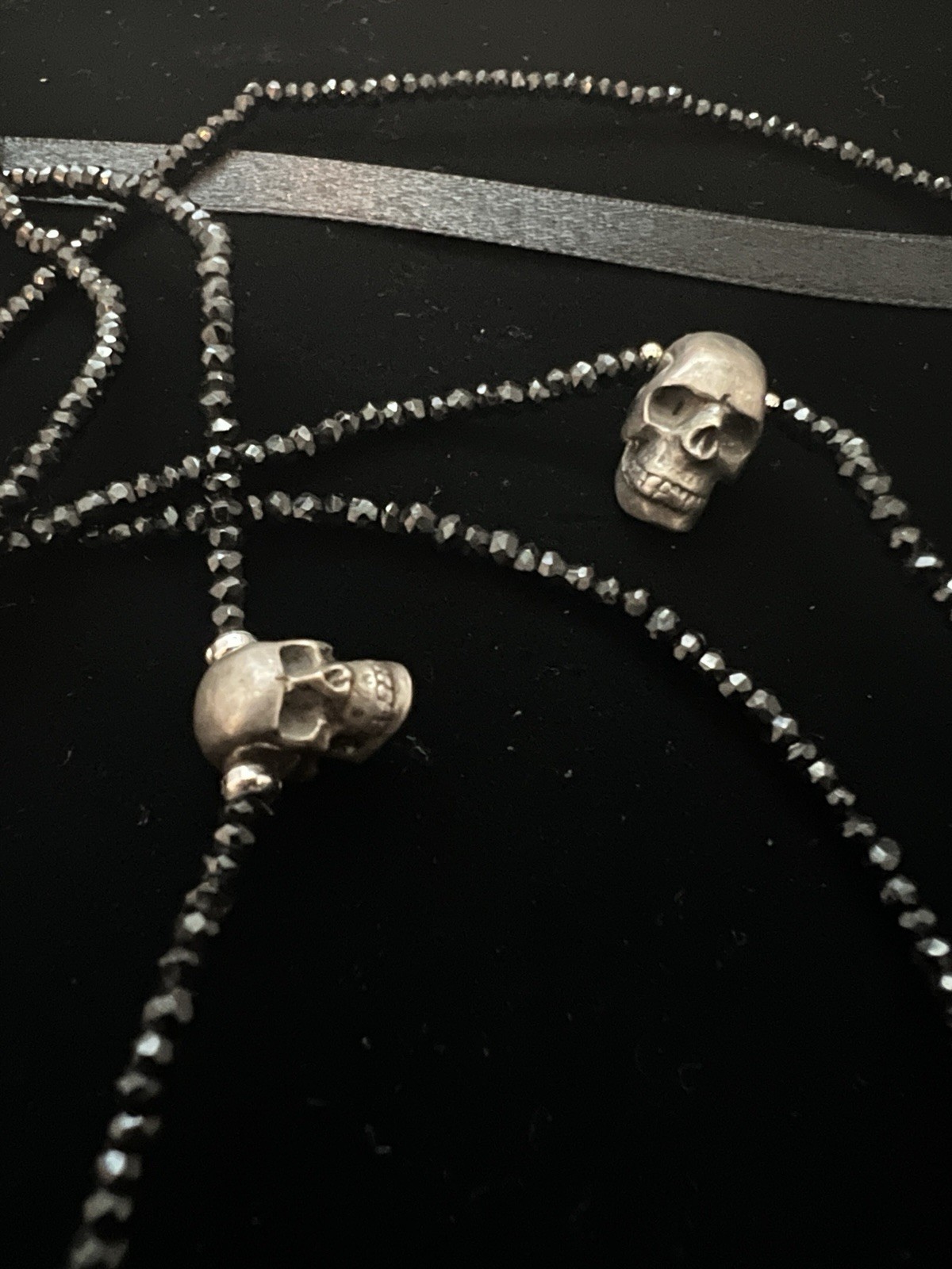 Hysteric Glamour Skull Necklace Japan Made 925 Silver Long Double Wrap w/ Box