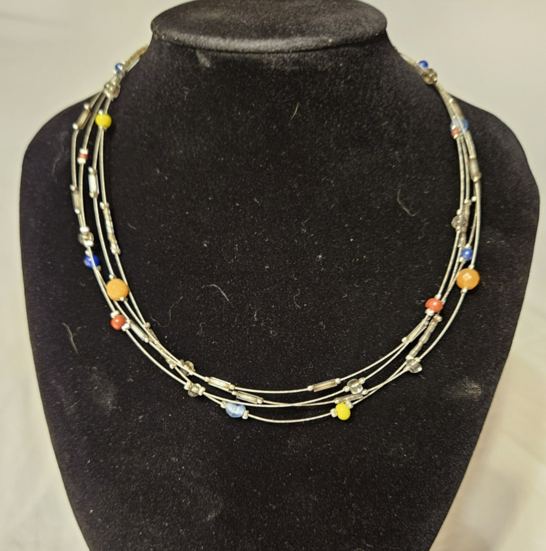 16″ Chicos Multicolor All Occasion Beads & Wire Necklace 4″ Extender Pre-Owned