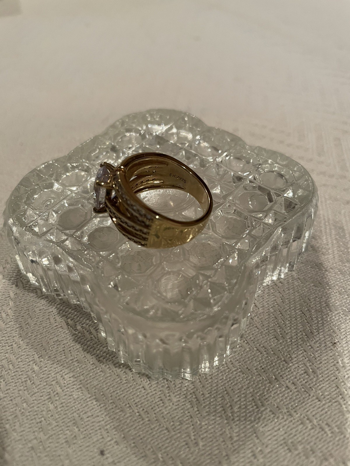 CZ Sterling Silver 925 Band Ring Oval Center Stone Vietnam 1/2” Wide Sz 7