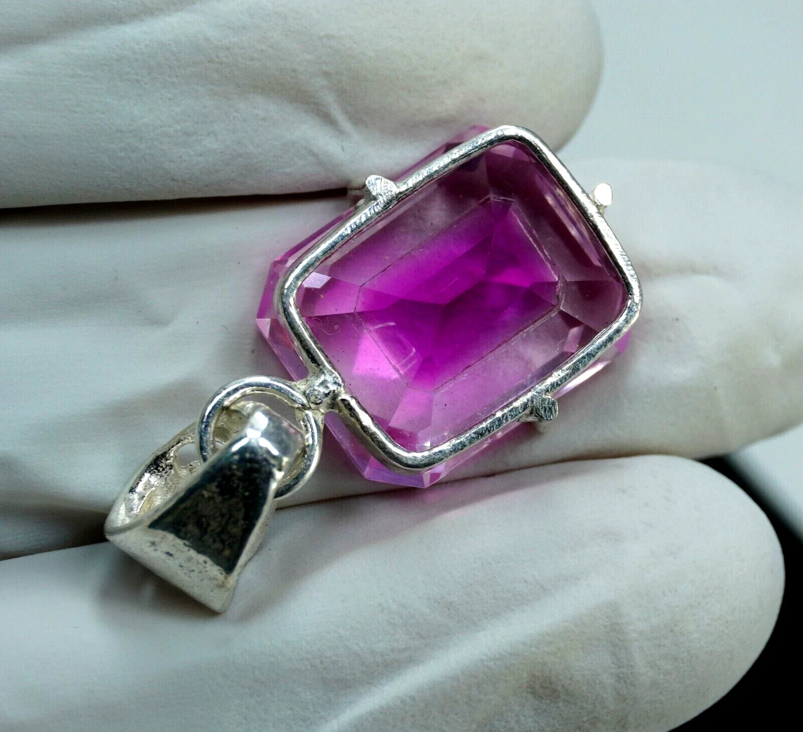 Natural Pitambari Sapphire Certified 30.6 Ct+ Loose Gem 925 Solid Silver Pendant