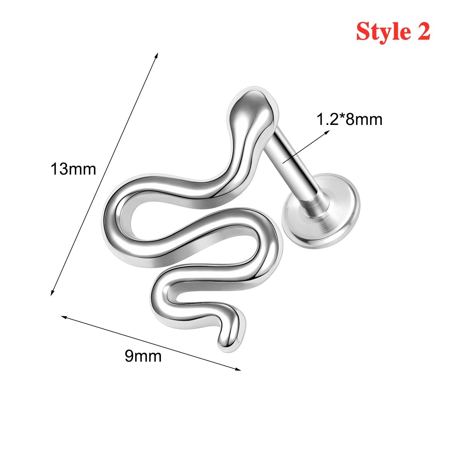 16G Stainless Steel Lip Ring Punk Skull Labret Piercing Helix Piercing Jewelry