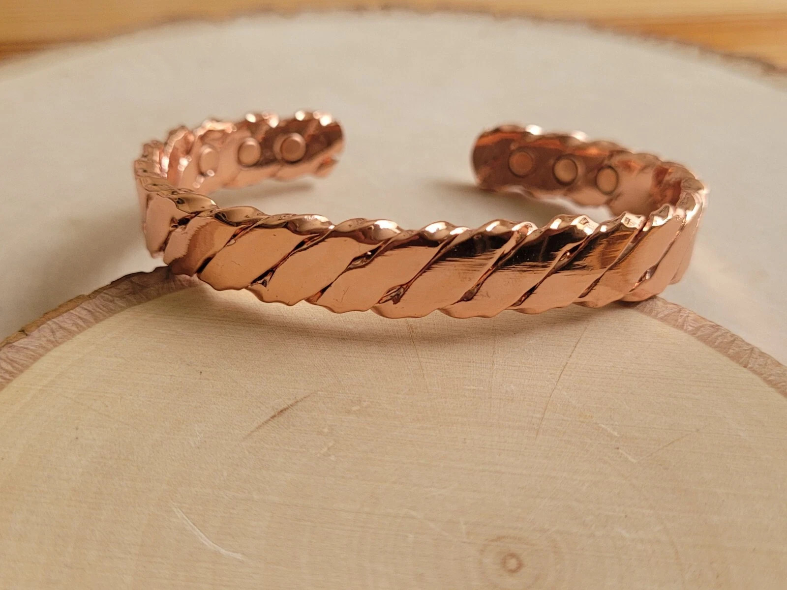 99.99% Solid Pure Copper Magnetic Twist Bracelet Adjustable Open Cuff Unisex