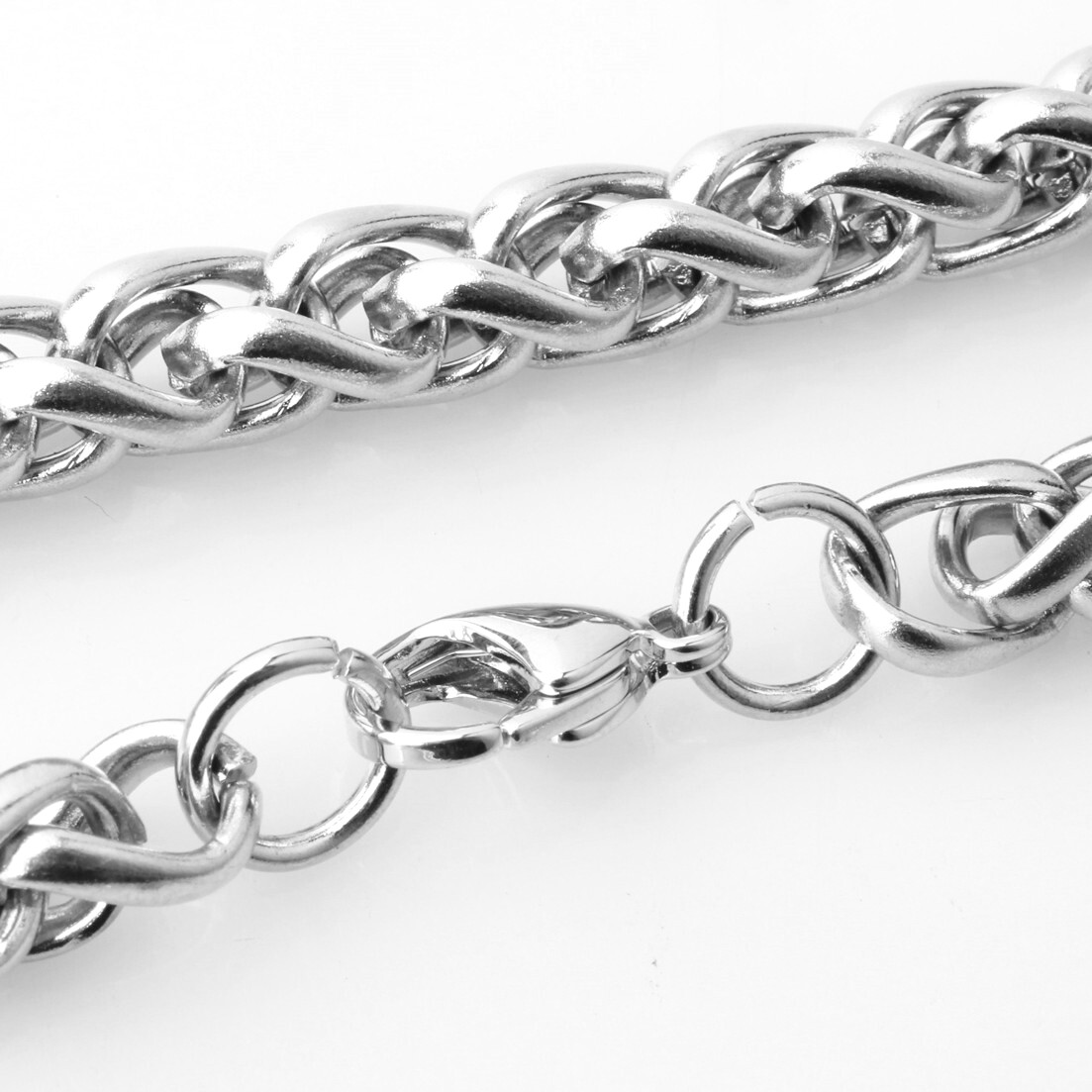 3/4/5/6/7MM Silver Women Men Chain Stainless Steel Wheat Braided Link Necklace