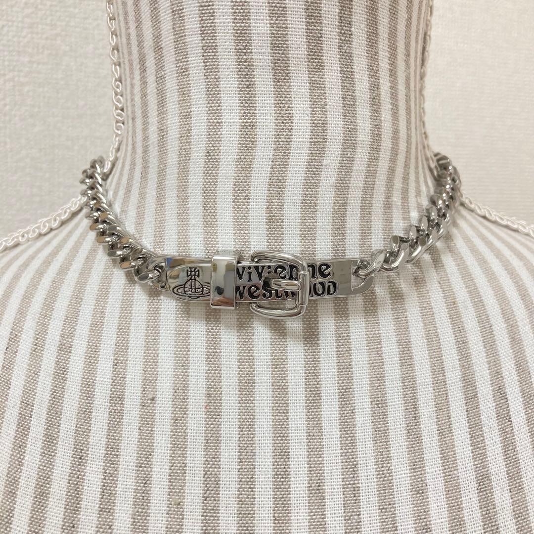 Vivienne Westwood AUGUSTINO choker necklace Buckle Silver with drawstring