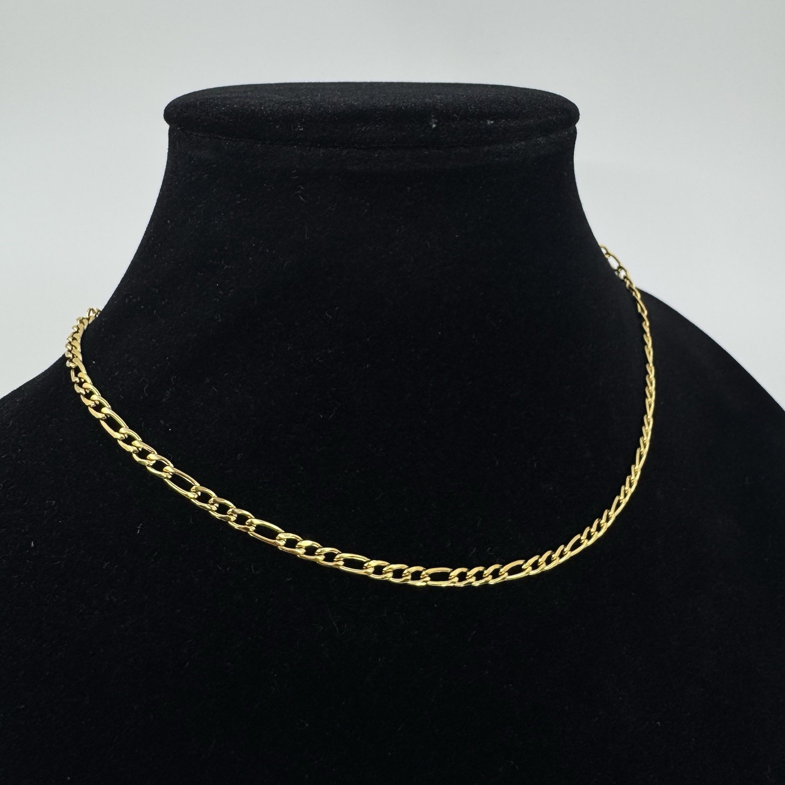 ATOLEA 18K Gold Plated Amalfi Figaro Choker Necklace 15-17”