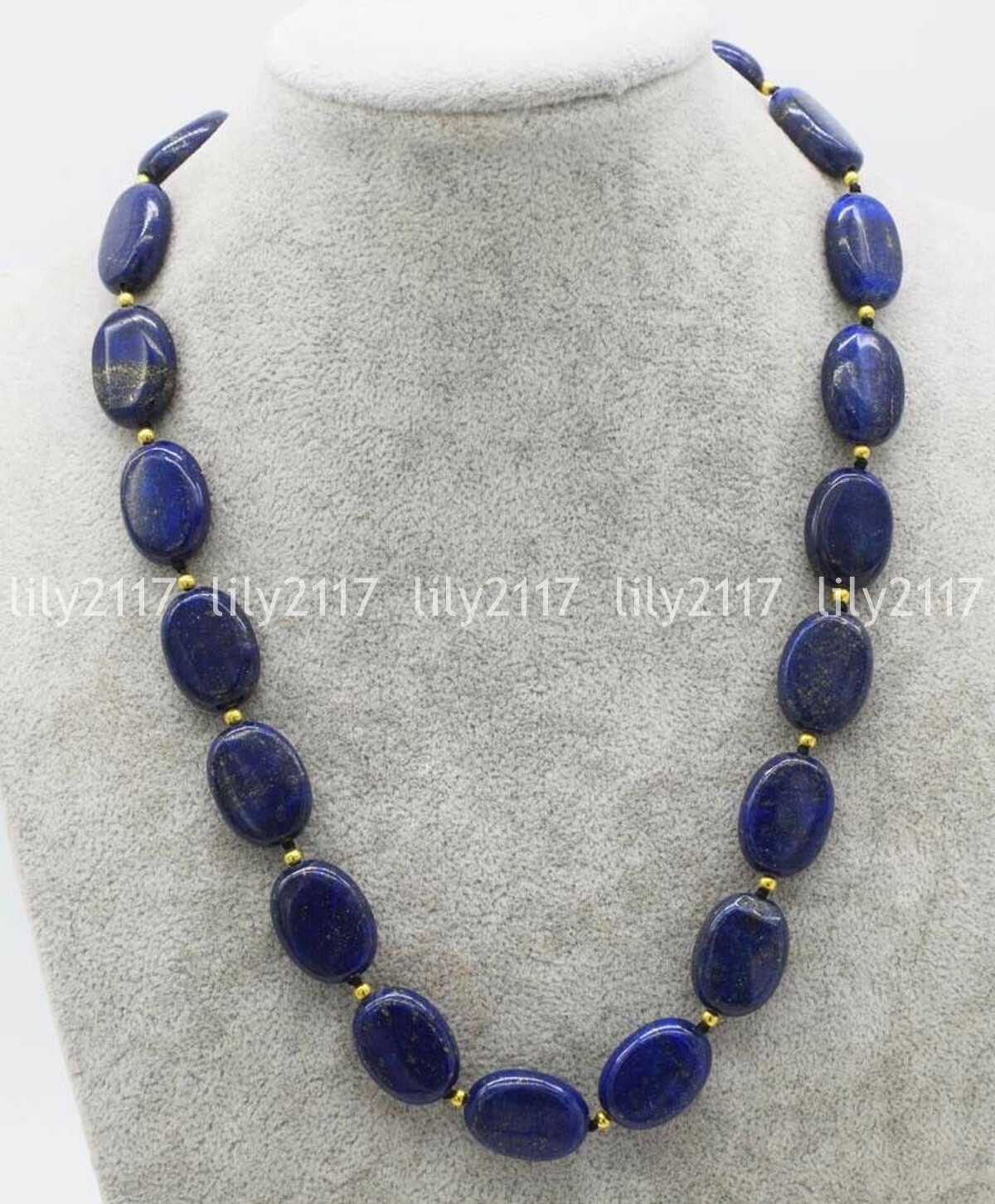 Natural blue lapis lazuli 13x18mm flat oval gemstone beads necklace 14-48 Inches