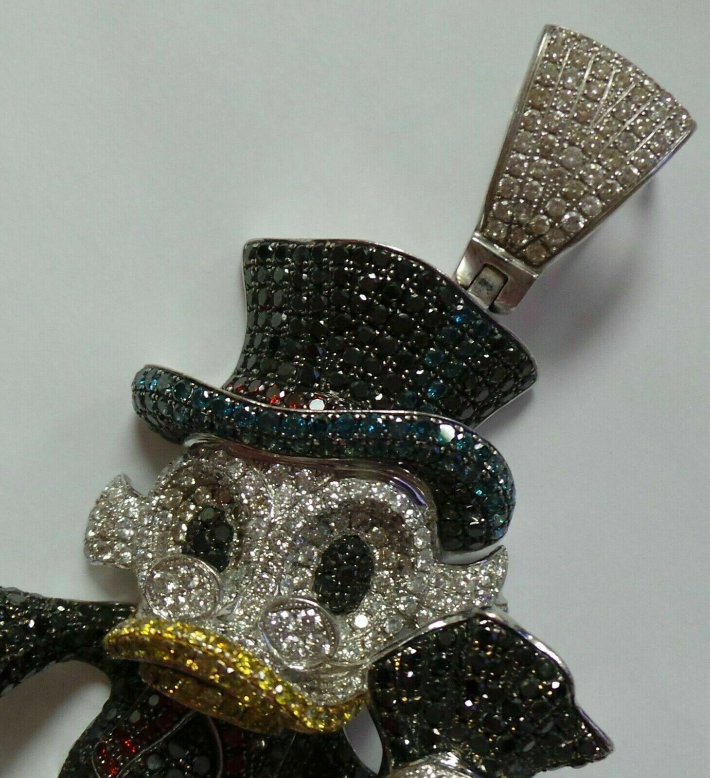 3.75 Ct Simulated Multi-Colored Diamond McDuck Pendant 14K Yellow Gold Finish