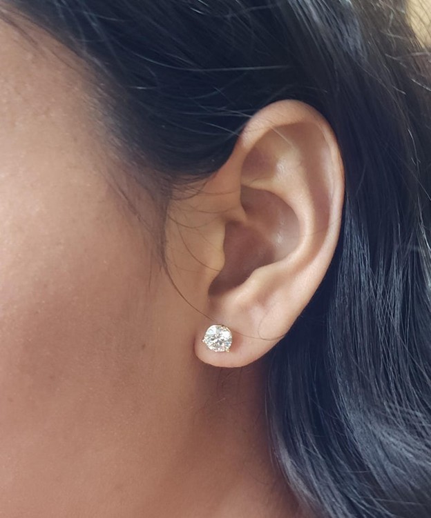 14Kt Gold 3 Prong Martini 2.50Ct Lab Grown Diamond Stud Earrings