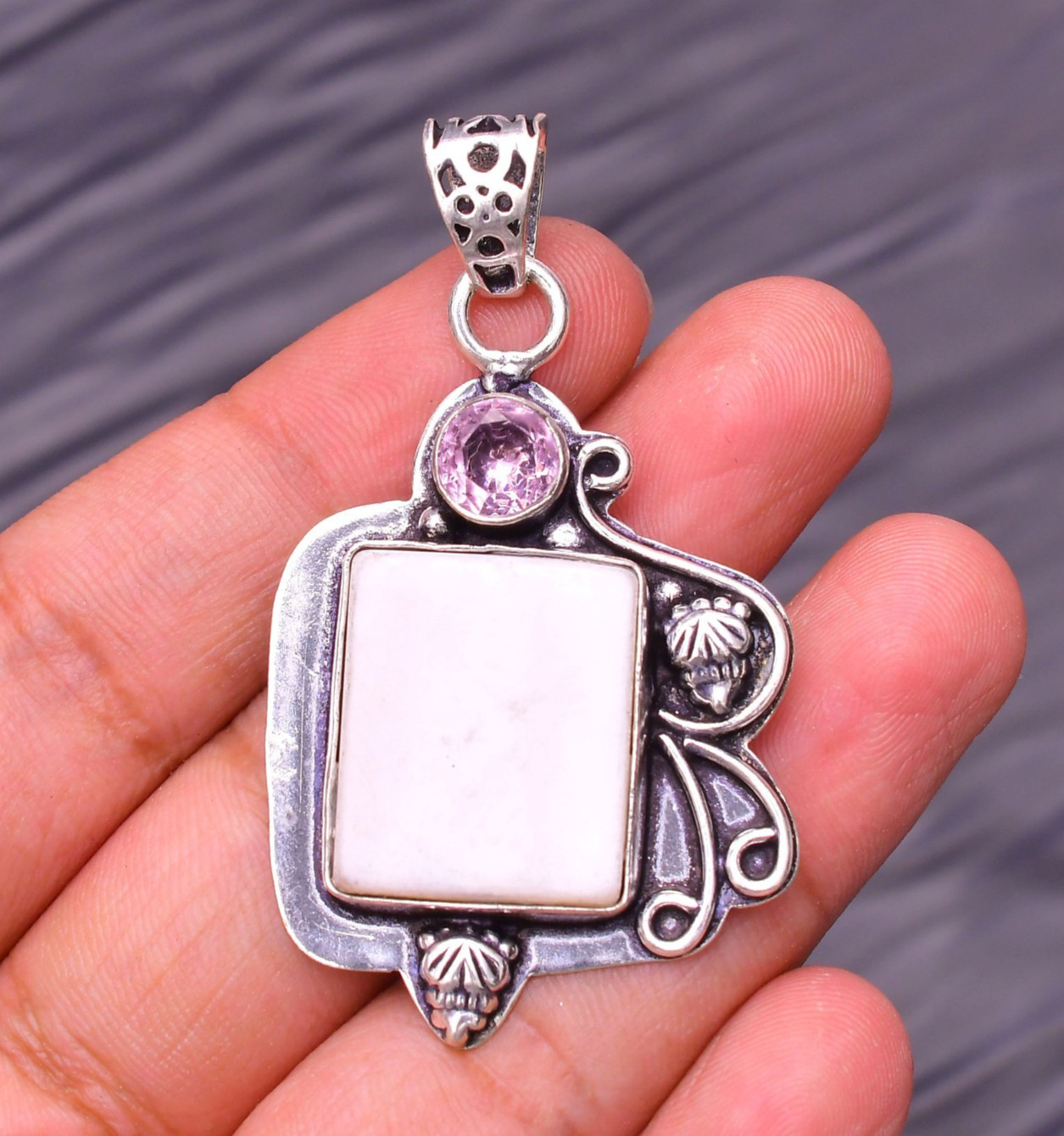 Mother OF Pearl Gemstone 925 Sterling Silver Jewelry Pendant 2.12″