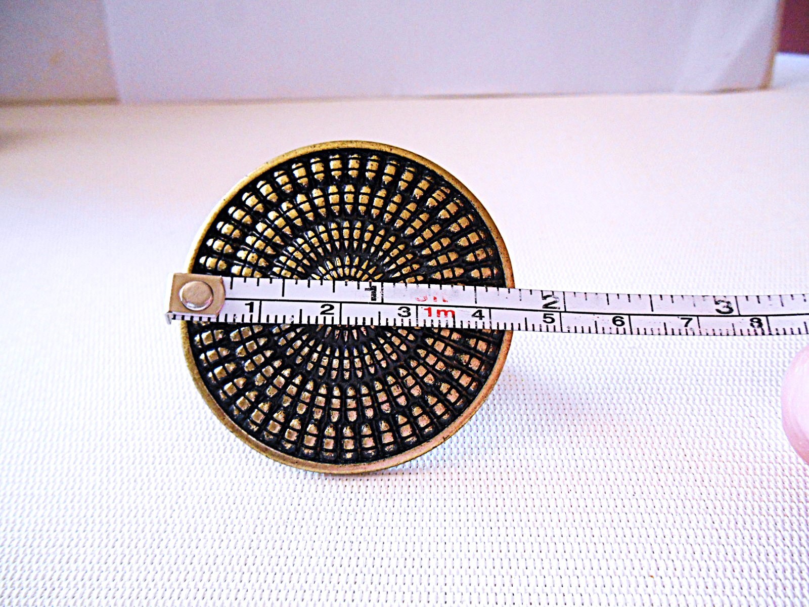 Large Round Top Bronzetone & Black Ring size 8
