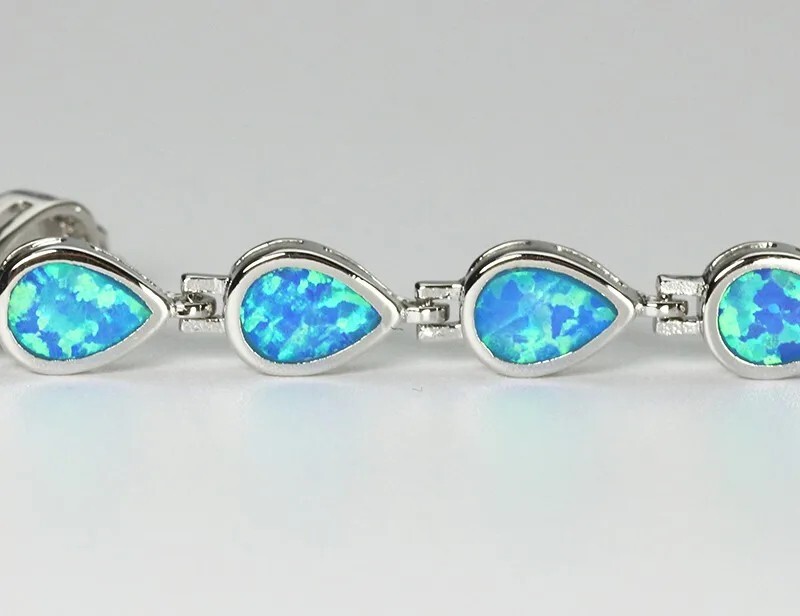 Hawaii Blue Opal Water Drop Bracelet 925 Sterling Sliver Jewelry For Women Girls