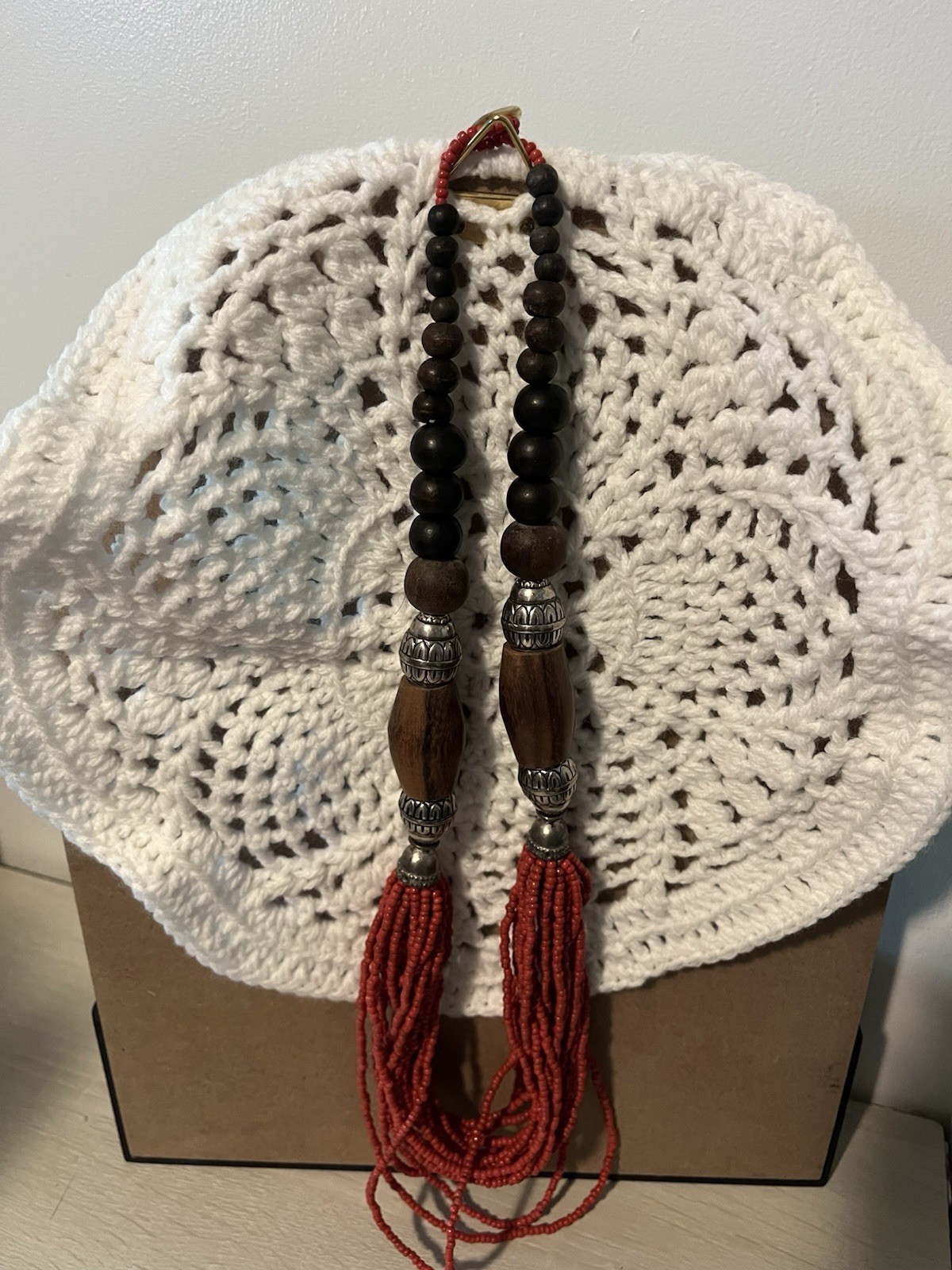 Bohemian Boho Style Chunky Wood Beaded Necklace