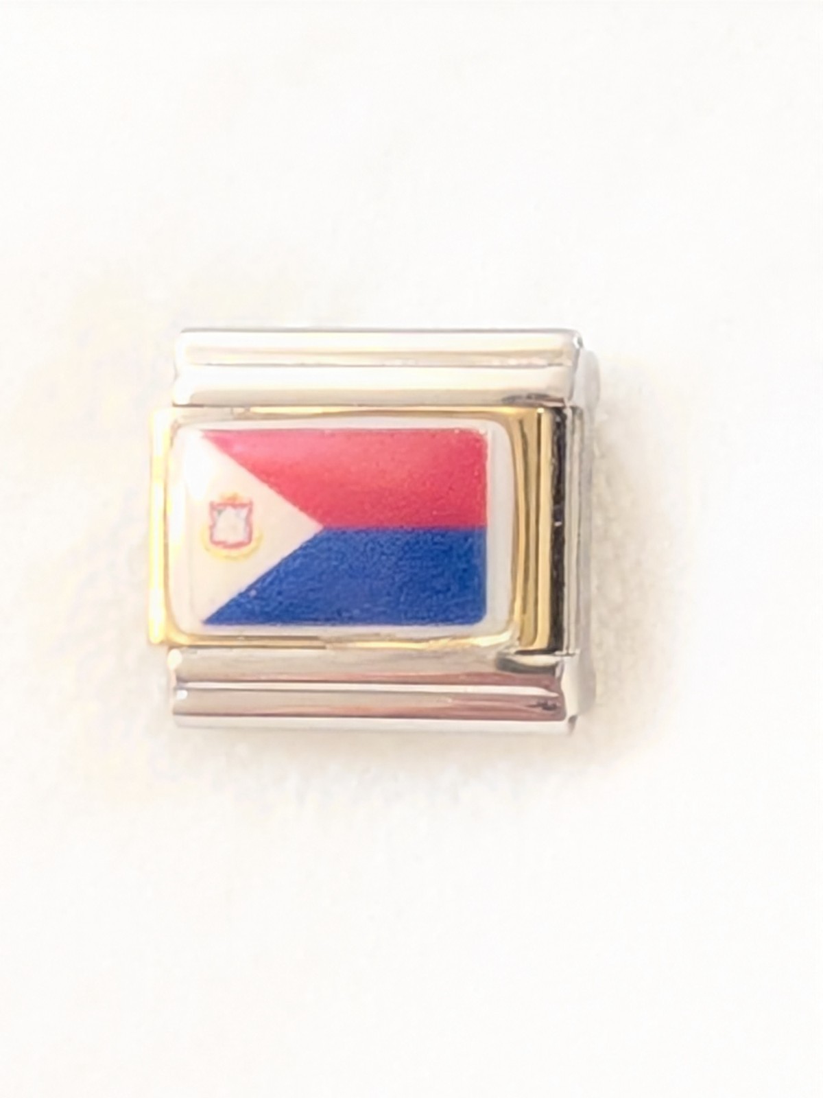Authentic Casa D’Oro Philippines Flag Elite Enamel 9mm Link Italian Charm B109